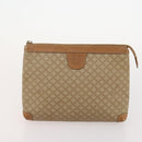 CELINE Macadam Canvas Clutch Bag PVC 6 Set Brown Beige Auth 181592-21