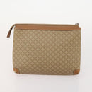 CELINE Macadam Canvas Clutch Bag PVC 6 Set Brown Beige Auth 181592-22