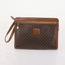 CELINE Macadam Canvas Clutch Bag PVC 6 Set Brown Beige Auth 181592-25