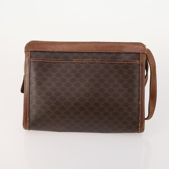 CELINE Macadam Canvas Clutch Bag PVC 6 Set Brown Beige Auth 181592