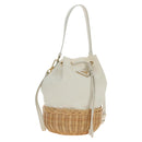 PRADA Wicker Shoulder Bag Rattan 2way Beige Gold Auth 181615V-1