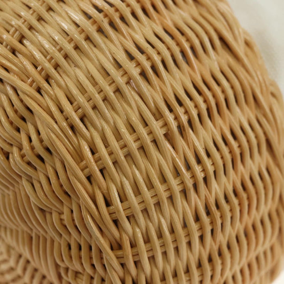 PRADA Wicker Shoulder Bag Rattan 2way Beige Gold Auth 181615V