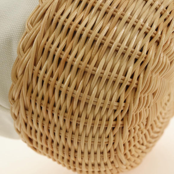 PRADA Wicker Shoulder Bag Rattan 2way Beige Gold Auth 181615V