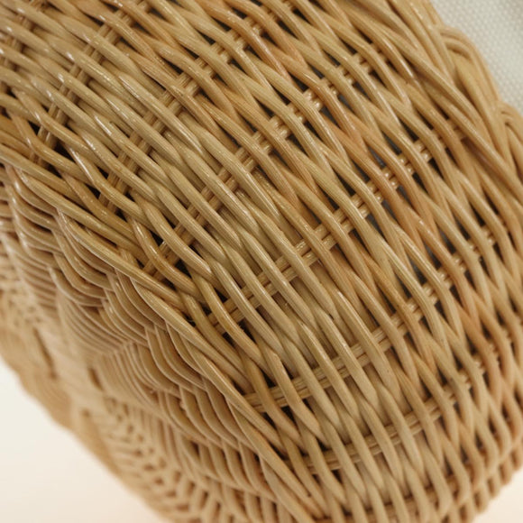 PRADA Wicker Shoulder Bag Rattan 2way Beige Gold Auth 181615V