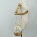 PRADA Wicker Shoulder Bag Rattan 2way Beige Gold Auth 181615V-26
