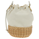 PRADA Wicker Shoulder Bag Rattan 2way Beige Gold Auth 181615V-2