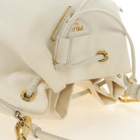 PRADA Wicker Shoulder Bag Rattan 2way Beige Gold Auth 181615V