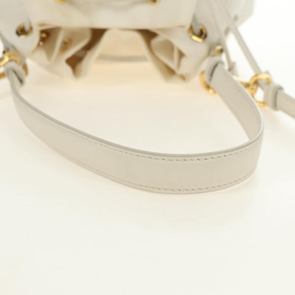 PRADA Wicker Shoulder Bag Rattan 2way Beige Gold Auth 181615V