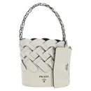 PRADA Shoulder Bag Leather White Auth 181616SM-1