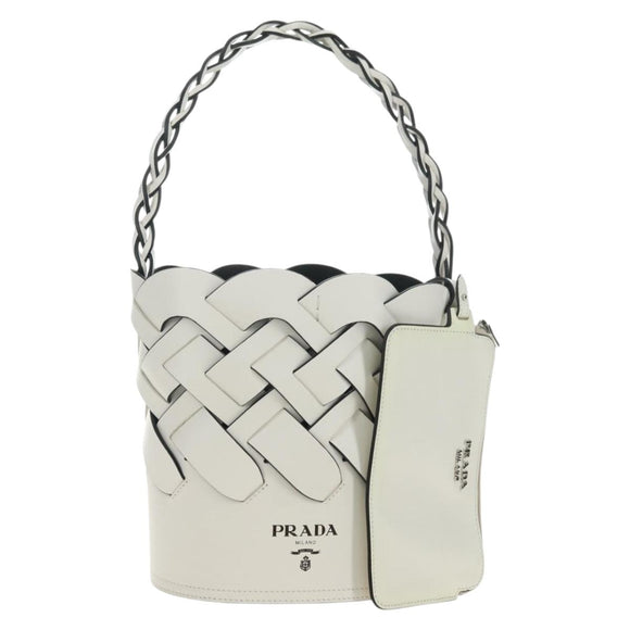 PRADA Shoulder Bag Leather White Auth 181616SM