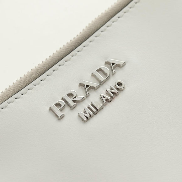 PRADA Shoulder Bag Leather White Auth 181616SM