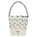 PRADA Shoulder Bag Leather White Auth 181616SM-13