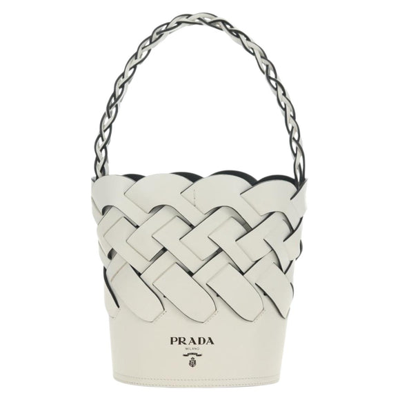 PRADA Shoulder Bag Leather White Auth 181616SM