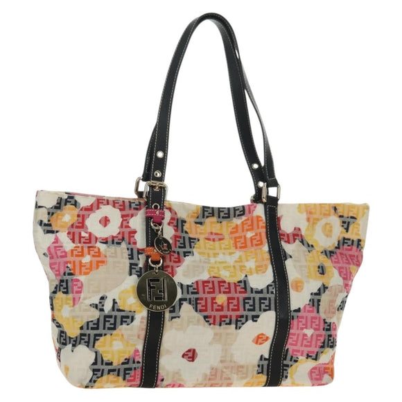 FENDI Zucchino Canvas Tote Bag Multicolor Gold Auth 181617SAV