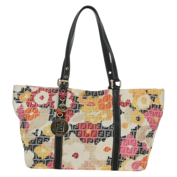 FENDI Zucchino Canvas Tote Bag Multicolor Gold Auth 181617SAV