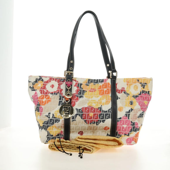 FENDI Zucchino Canvas Tote Bag Multicolor Gold Auth 181617SAV