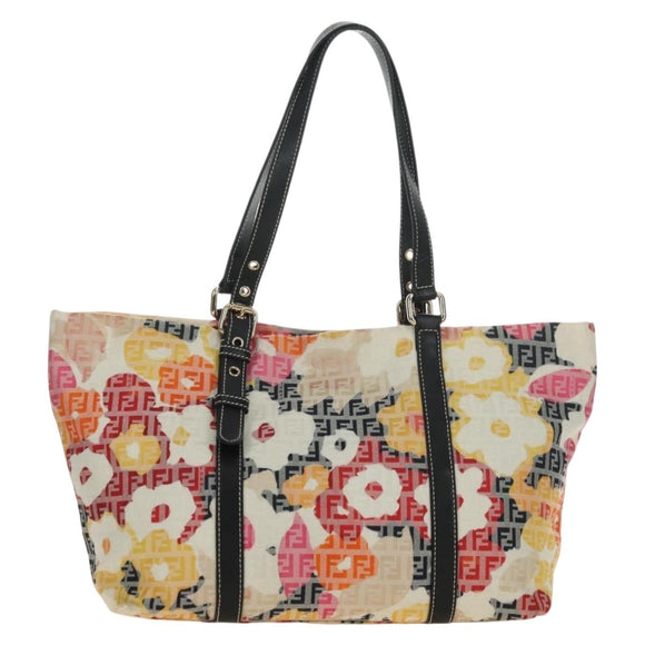 FENDI Zucchino Canvas Tote Bag Multicolor Gold Auth 181617SAV