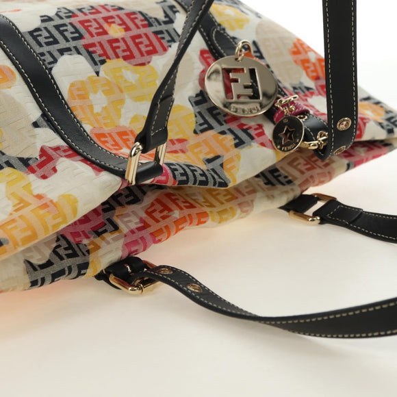 FENDI Zucchino Canvas Tote Bag Multicolor Gold Auth 181617SAV