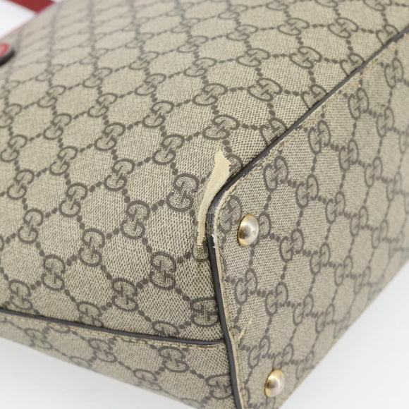 GUCCI GG Supreme Tote Bag PVC Beige Gold 415721 Auth 181621