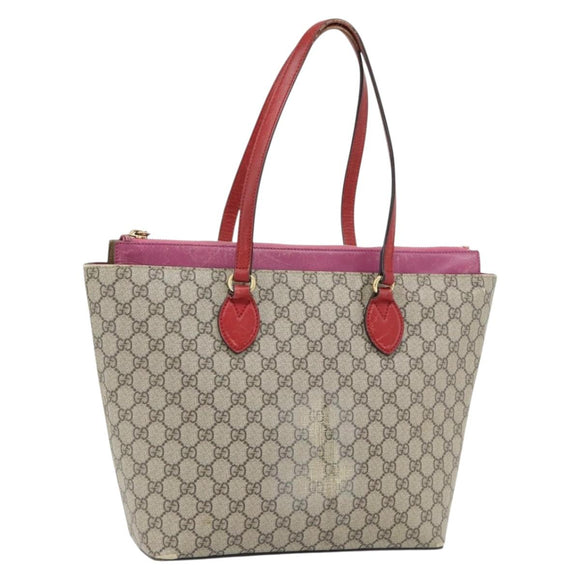 GUCCI GG Supreme Tote Bag PVC Beige Gold 415721 Auth 181621