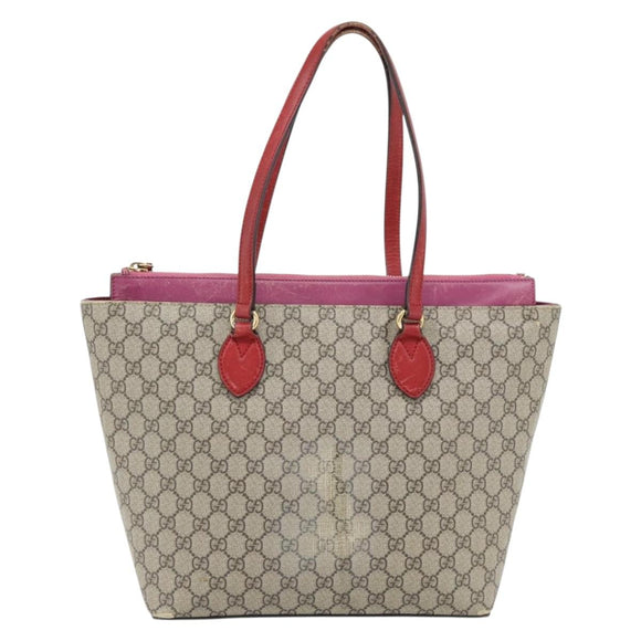 GUCCI GG Supreme Tote Bag PVC Beige Gold 415721 Auth 181621