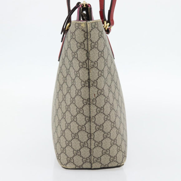 GUCCI GG Supreme Tote Bag PVC Beige Gold 415721 Auth 181621