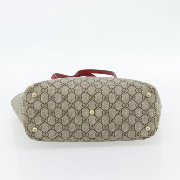 GUCCI GG Supreme Tote Bag PVC Beige Gold 415721 Auth 181621