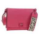 Salvatore Ferragamo Gancini Shoulder Bag Leather Pink Silver Auth 181622V-1