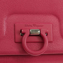 Salvatore Ferragamo Gancini Shoulder Bag Leather Pink Silver Auth 181622V-15