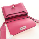 Salvatore Ferragamo Gancini Shoulder Bag Leather Pink Silver Auth 181622V-16