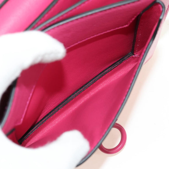 Salvatore Ferragamo Gancini Shoulder Bag Leather Pink Silver Auth 181622V