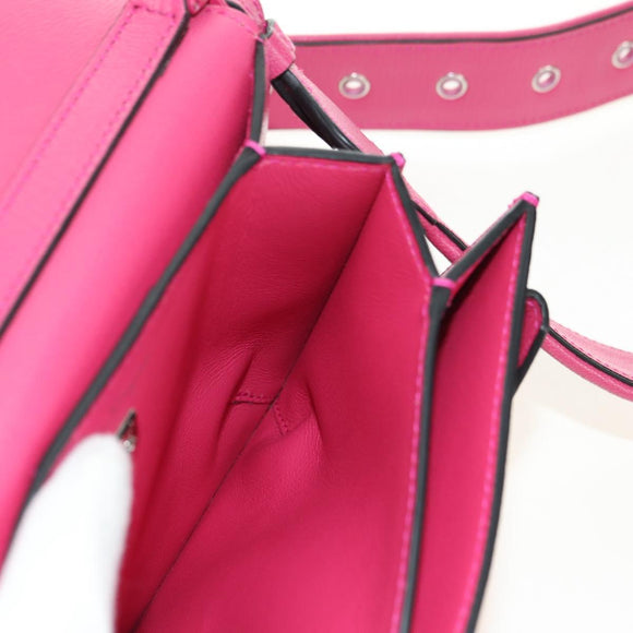 Salvatore Ferragamo Gancini Shoulder Bag Leather Pink Silver Auth 181622V