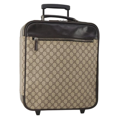 GUCCI GG Supreme Suitcase PVC Beige Silver 101678 Auth 181625A