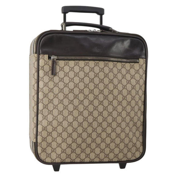 GUCCI GG Supreme Suitcase PVC Beige Silver 101678 Auth 181625A