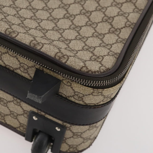 GUCCI GG Supreme Suitcase PVC Beige Silver 101678 Auth 181625A