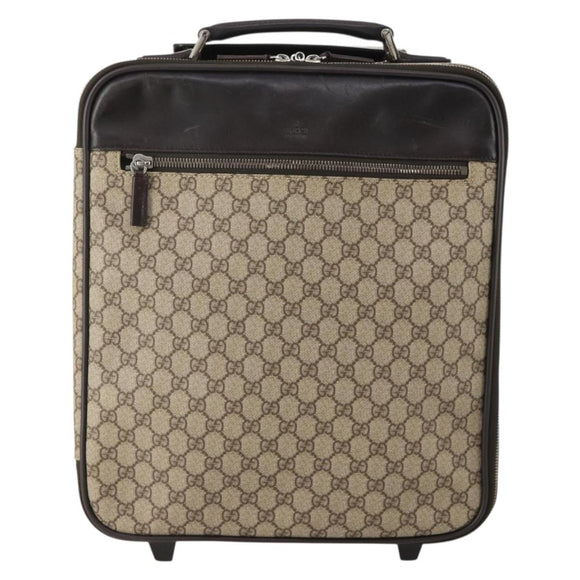 GUCCI GG Supreme Suitcase PVC Beige Silver 101678 Auth 181625A