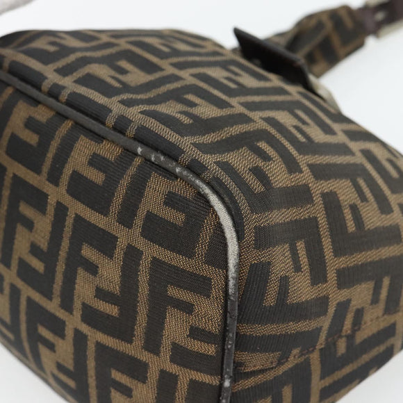 FENDI Zucca Canvas Mamma Baguette Shoulder Bag Black Brown Auth 181633A