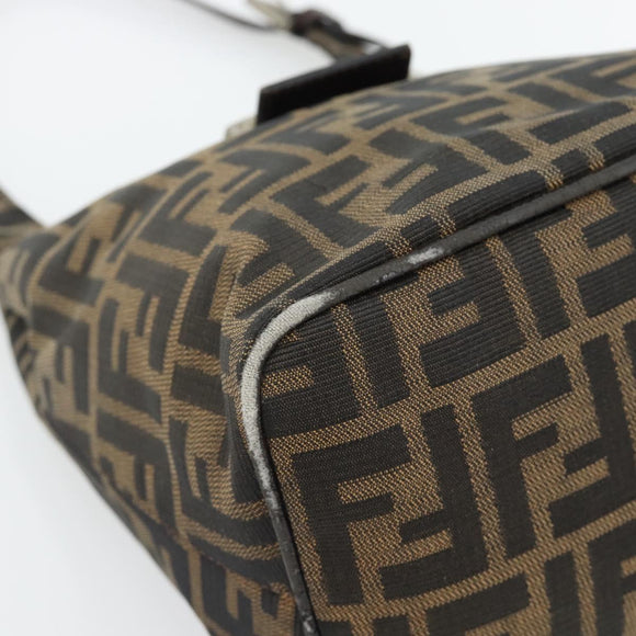 FENDI Zucca Canvas Mamma Baguette Shoulder Bag Black Brown Auth 181633A