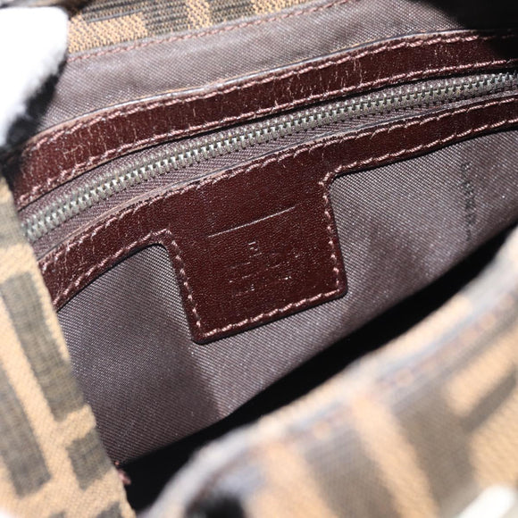 FENDI Zucca Canvas Mamma Baguette Shoulder Bag Black Brown Auth 181633A