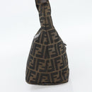 FENDI Zucca Canvas Mamma Baguette Shoulder Bag Black Brown Auth 181633A-3