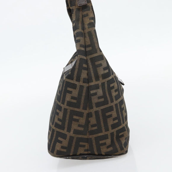 FENDI Zucca Canvas Mamma Baguette Shoulder Bag Black Brown Auth 181633A