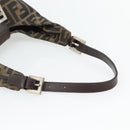 FENDI Zucca Canvas Mamma Baguette Shoulder Bag Black Brown Auth 181633A-7