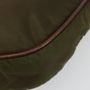 CELINE Circle Shoulder Bag Nylon Khaki Gold Auth 181636-9