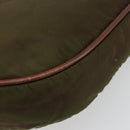 CELINE Circle Shoulder Bag Nylon Khaki Gold Auth 181636-15