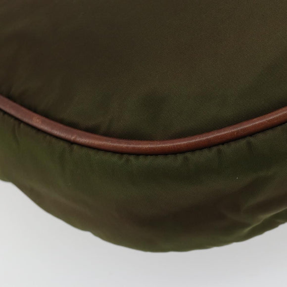 CELINE Circle Umhängetasche Nylon Khaki Gold Auth 181636