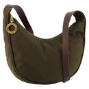 CELINE Circle Shoulder Bag Nylon Khaki Gold Auth 181636-1