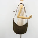 CELINE Circle Shoulder Bag Nylon Khaki Gold Auth 181636-22