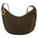 CELINE Circle Shoulder Bag Nylon Khaki Gold Auth 181636-13