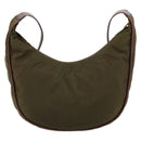 CELINE Circle Shoulder Bag Nylon Khaki Gold Auth 181636-2