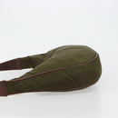 CELINE Circle Shoulder Bag Nylon Khaki Gold Auth 181636-4
